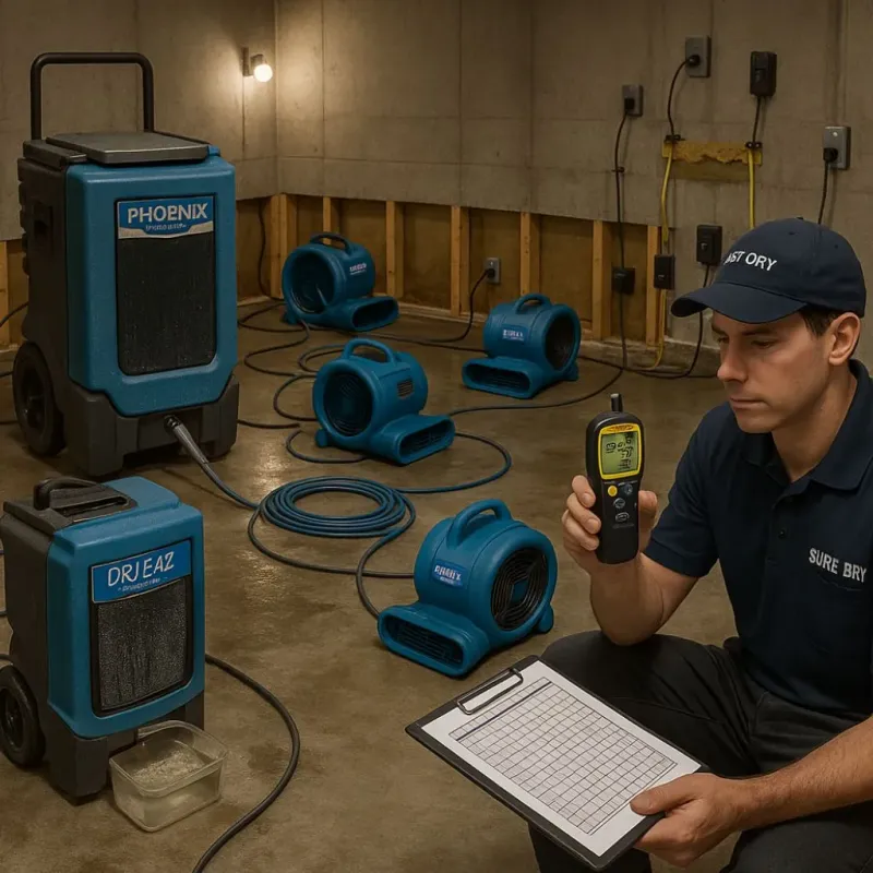 Structural Drying and Dehumidification process in Columbus County, NC